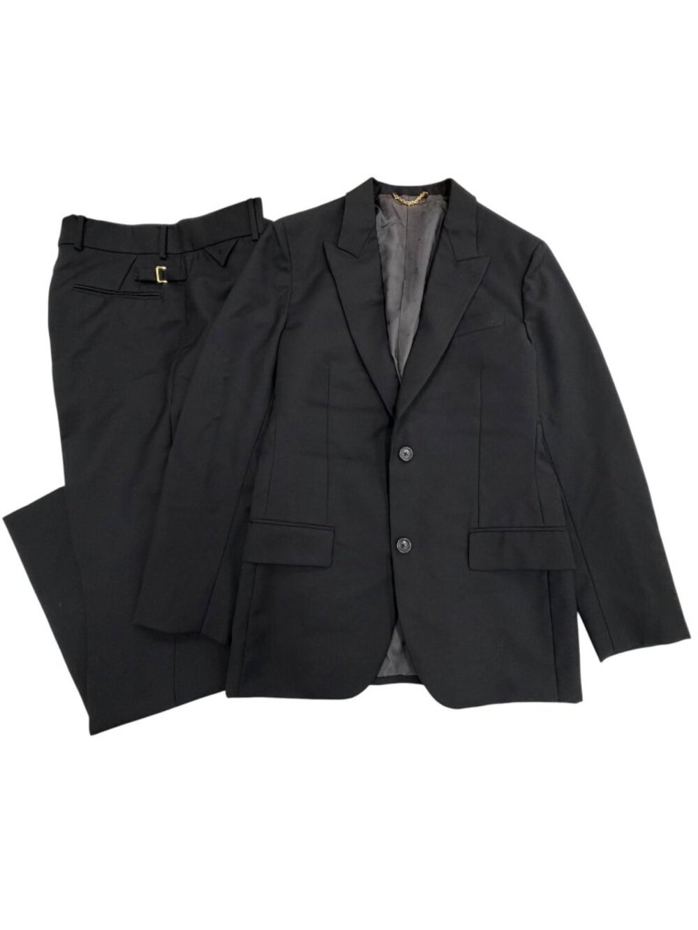 Louis Vuitton Tailor Made Wool Mohair Logo Input Button Single Suit Black 46